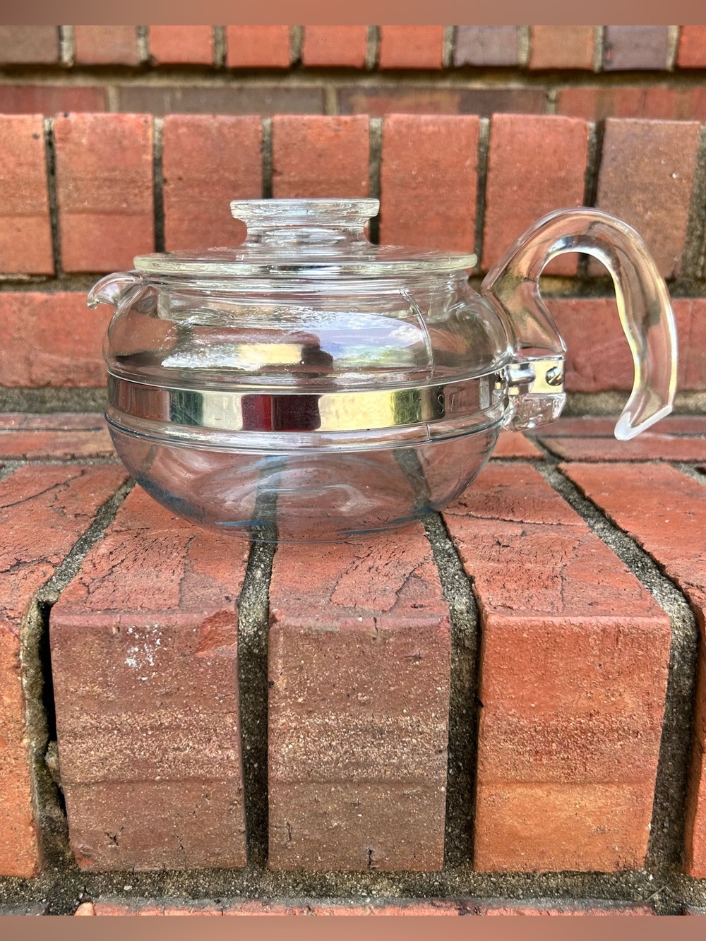 vintage Pyrex Flameware glass teapot,
